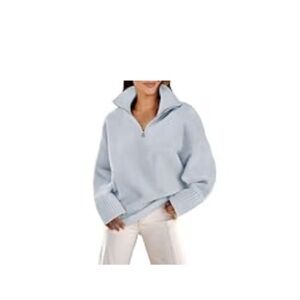 COLLARED PLUSH QUARTER ZIP | BABY BLUE